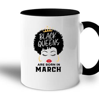 Womens Black Queens Are Born In March Happy Birthday Black Afro Accent Mug - Seseable