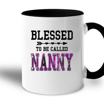 Womens Blessed To Be Called Nanny Mothers Day Floral Grandma Accent Mug - Seseable