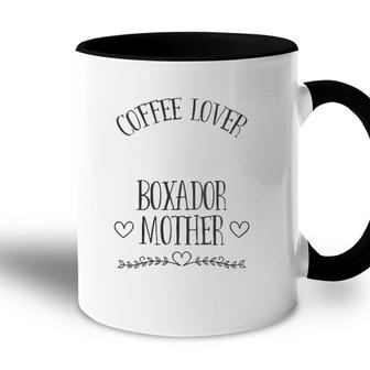 Womens Boxador Mom Dog & Coffee Lover Gift Funny Slogan Pun Gift V-Neck Accent Mug | Mazezy