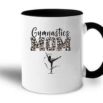 Womens Gymnastics Mom Leopard Print Womens Proud Gymnast Mother Accent Mug | Mazezy