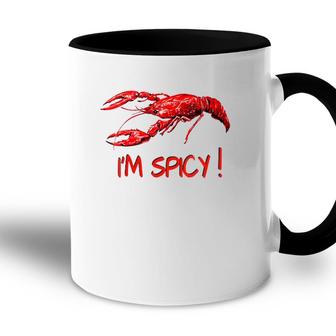 Womens Im Spicy Funny Cajun Crawfish V-Neck Accent Mug | Mazezy