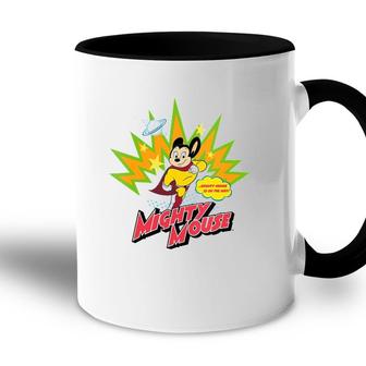 Womens Mighty Mouse Is On The Way V-Neck Accent Mug | Mazezy