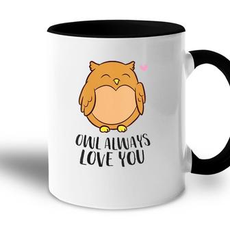 Womens Owl Lovers Owl Always Love You Funny Owls V-Neck Accent Mug | Mazezy