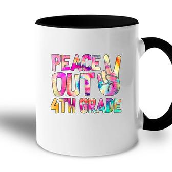 Womens Peace Out 4Th Grade Happy Last Day Of School Tie Dye Kid Accent Mug - Seseable