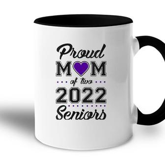 Womens Proud Mom Of Two 2022 Seniors Class Of 2022 Mom Of Two V-Neck Accent Mug - Seseable