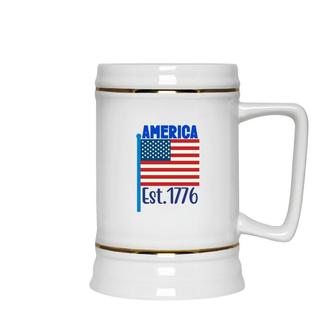 America Est 1776 July Independence Day Usa Flag 2022 Ceramic Beer Stein