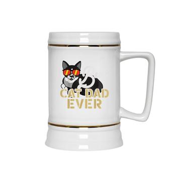 Best Cat Dad Ever Cool Funny Best Friend Cat Daddy Ceramic Beer Stein - Seseable