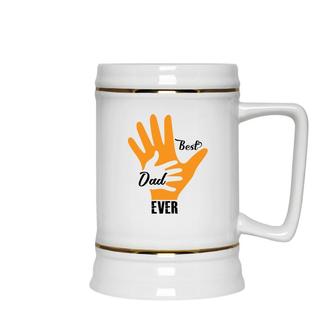 Best Dad Ever Orange Fingers Dad Day Fathers Day Ceramic Beer Stein - Seseable