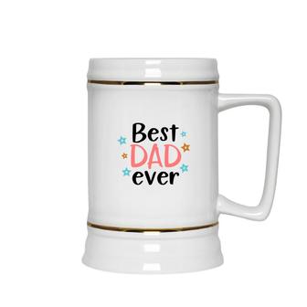 Best Dad Ever Stars Pink Daddy Colors Gift Fathers Day Ceramic Beer Stein - Seseable