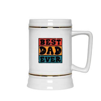 Best Dad Ever Sublimation Vintage Style For Dad Fathers Day Ceramic Beer Stein - Seseable