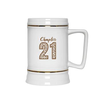 Chapter 21 21St Birthday Orange Leopard Ceramic Beer Stein - Seseable