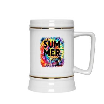 Colorful Summer Vibe For Everybody Retro Summer Beach Ceramic Beer Stein - Seseable