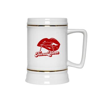 Cool Taurus Queen Design Red Lips Byte The Quote Ceramic Beer Stein - Seseable