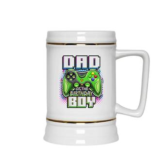 Dad Of The Birthday Boy Matching Video Game Birthday Party Ceramic Beer Stein - Seseable
