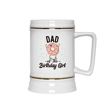 Dad Of The Birthday Girl Donut Party Theme Donut Ceramic Beer Stein - Seseable
