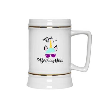 Dad Of The Birthday Girls Featured As A Cool Unicorn Ceramic Beer Stein - Seseable
