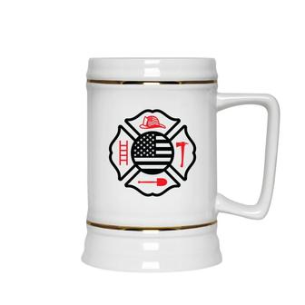 Firefighter Usa Flag Good Gift For Firefighter Ceramic Beer Stein - Seseable