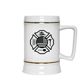 Firefighter Usa Flag Meaningful Gift For Firefighter Ceramic Beer Stein - Seseable