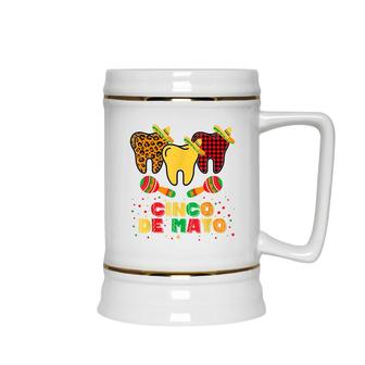 Funny Cinco De Mayo Three Tooth Sombrero Hat Dentist Lovers Ceramic Beer Stein - Seseable