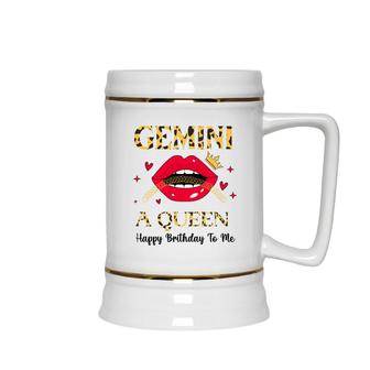 Gemini Girl Queen Happy Birthday To Me Birthday Ceramic Beer Stein - Seseable