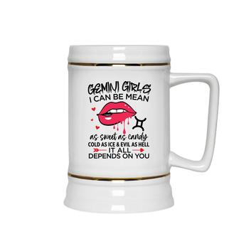 Gemini Girls I Can Be Mean Or As Sweet As Candy Birthday Ceramic Beer Stein - Seseable