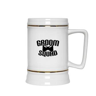 Groom Squad Groom Bachelor Party Black Ceramic Beer Stein - Seseable