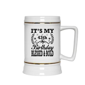 Its My 43Th Birthday 1979 Blessed Bold Black Graphic Ceramic Beer Stein - Seseable