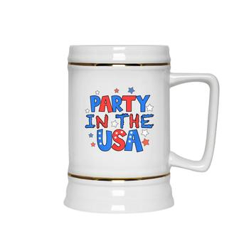 Party In The Usa Funny 4Th Of July American Flag Ceramic Beer Stein - Seseable