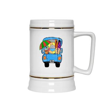 Ready To A Funny Vacation To The Sea Retro Summer Beach Ceramic Beer Stein - Seseable