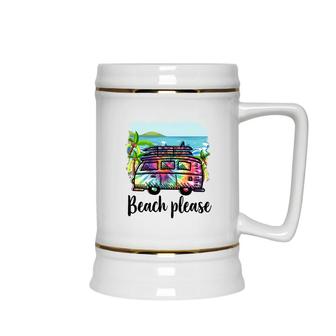 Summer Time Beach Please Retro Summer Beach Ceramic Beer Stein - Seseable