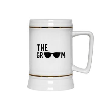The Groom Sunglasses Bachelor Party Husband Wedding Marriage Ceramic Beer Stein - Seseable
