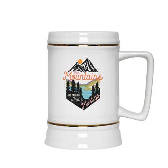The Mountains Are Calling And I Must Go Vintage Adventure Design Ceramic Beer Stein - Seseable