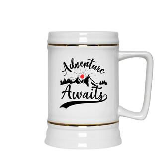 Travel Lover Believe That Adventure Awaits Them To Explore Ceramic Beer Stein - Seseable