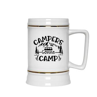 Travel Lover Is Campers Gonna Camp And Then Explore Here Ceramic Beer Stein - Seseable