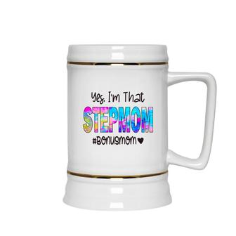 Yes I Am That Stepmom Tie Dye Gift Mothers Day Ceramic Beer Stein - Seseable