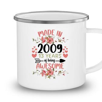 13 Years Old 13Th Birthday Born In 2009 Women Girls Floral Camping Mug - Seseable