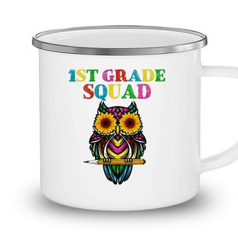 1St Grade Squad Sunflower Owl 1St Grade Teacher Camping Mug - Seseable