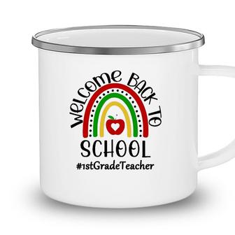 1St Grade Teacher Hashtag Welcome Back To School Boho Rainbow Teaching Gift Camping Mug - Seseable