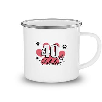 40 Happy Birthday 40Th Pink Paw Print Cat Animal Camping Mug - Seseable