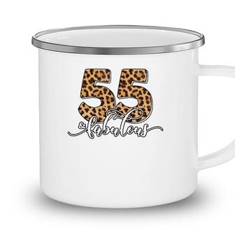 55Th Birthday Fabulous 55 Years Old Cool Leopard Birthday Camping Mug - Seseable