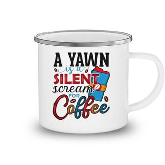 A Yawn Is A Silent Scream For Coffee Classic Camping Mug | Mazezy