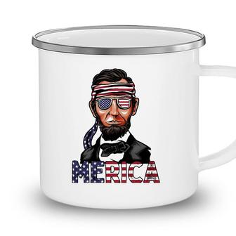 Abe Lincoln American Flag Sunglasses Usa 4Th Of July Camping Mug - Seseable
