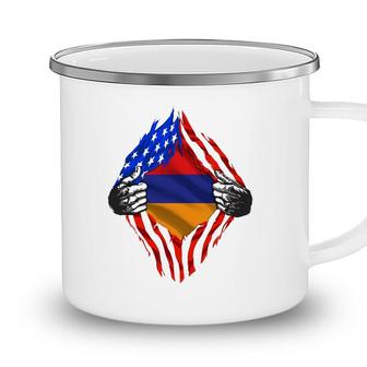 Armenian Heritage Armenia Roots Us American Flag Patriotic Camping Mug - Seseable