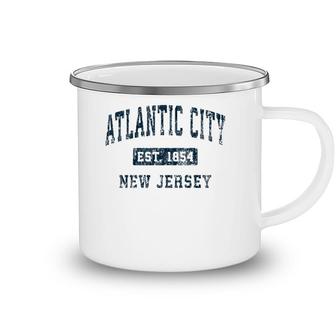 Atlantic City New Jersey Nj Vintage Sports Design Navy Print Camping Mug | Mazezy