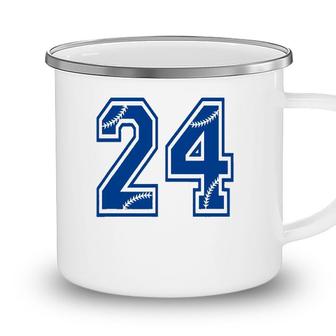 Baseball Number 24 Blue Sports Player Uniform Jersey Camping Mug - Seseable
