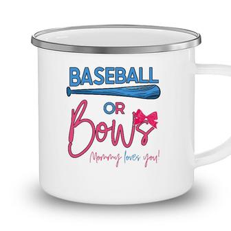 Baseball Or Bows Gender Reveal Party Idea For Mommy Camping Mug - Seseable