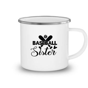 Baseball Sister Black Gift Idea Ball Camping Mug - Seseable
