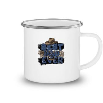 Best Dad Ever Blue Gilter Leoprad Cowboy Hat Fathers Day Camping Mug - Seseable