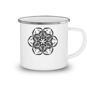Black Lotus Flower Mandala Peace Hippie Tattoo Camping Mug | Mazezy