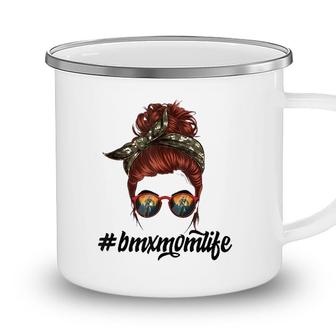 Bmx Mom Life Mothers Day Cool Messy Bun Hair Camouflage Camping Mug - Seseable
